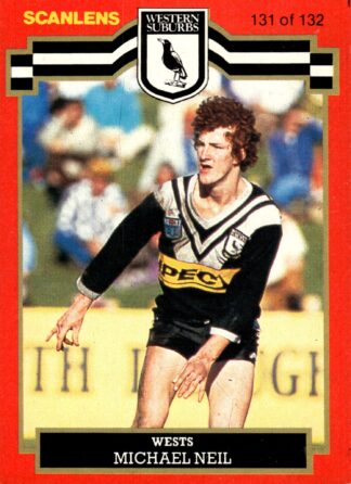 1986 Scanlens Common Card - Base 131 Michael Neil Western Suburbs Magpies