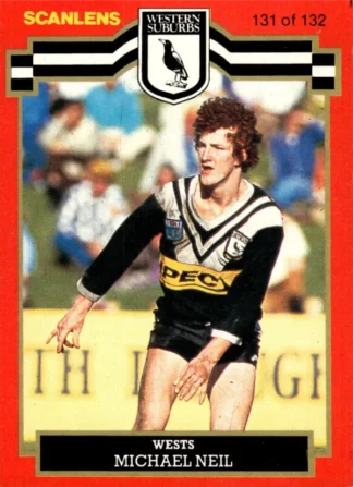 1986 Scanlens Common Card - Base 131 Michael Neil Western Suburbs Magpies
