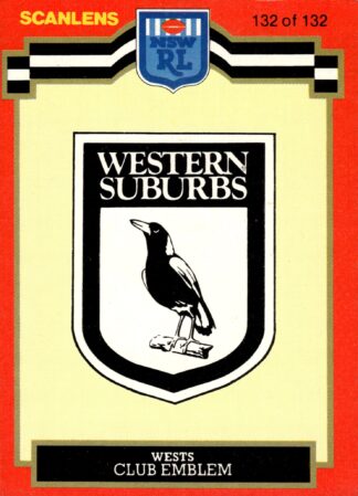 1986 Scanlens Common Card - Base 132 Logo Western Suburbs Magpies
