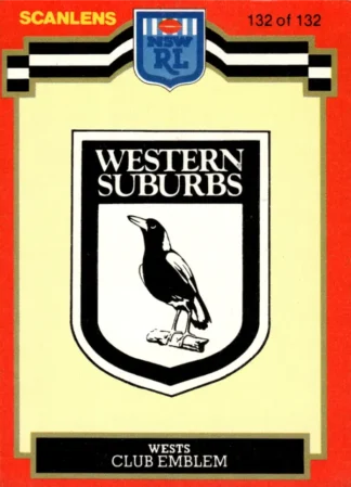 1986 Scanlens Common Card - Base 132 Logo Western Suburbs Magpies