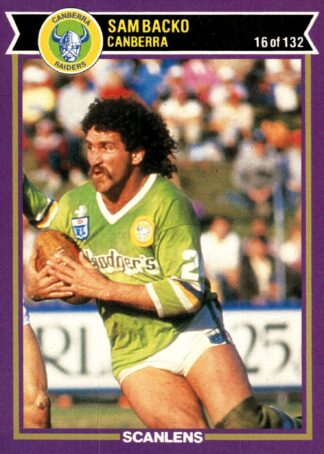 1987 Scanlens Common Card - Base 016 Sam Backo Canberra Raiders