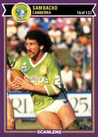 1987 Scanlens Common Card - Base 016 Sam Backo Canberra Raiders