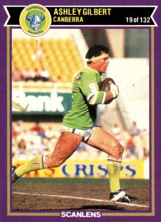 1987 Scanlens Common Card - Base 019 Ashley Gilbert Canberra Raiders