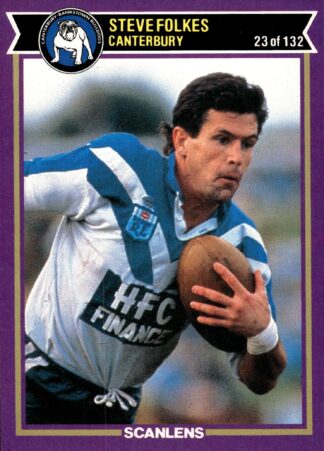 1987 Scanlens Common Card - Base 023 Steve Folkes Canterbury Bulldogs