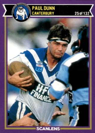 1987 Scanlens Common Card - Base 025 Paul Dunn Canterbury Bulldogs