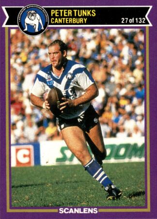 1987 Scanlens Common Card - Base 027 Peter Tunks Canterbury Bulldogs