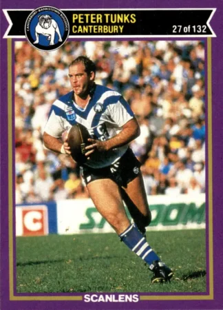 1987 Scanlens Common Card - Base 027 Peter Tunks Canterbury Bulldogs
