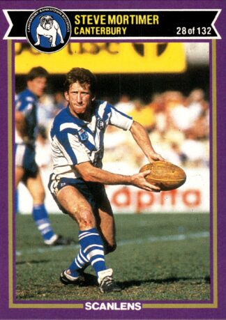 1987 Scanlens Common Card - Base 028 Steve Mortimer Canterbury Bulldogs