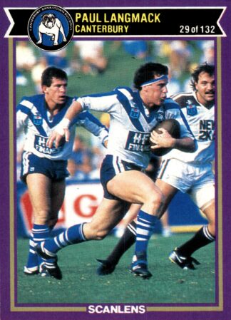 1987 Scanlens Common Card - Base 029 Paul Langmack Canterbury Bulldogs