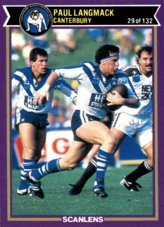 1987 Scanlens Common Card - Base 029 Paul Langmack Canterbury Bulldogs
