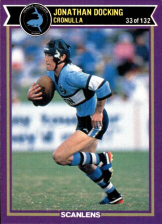 1987 Scanlens Common Card - Base 033 Jonathan Docking Cronulla Sharks