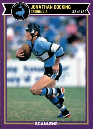1987 Scanlens Common Card - Base 033 Jonathan Docking Cronulla Sharks
