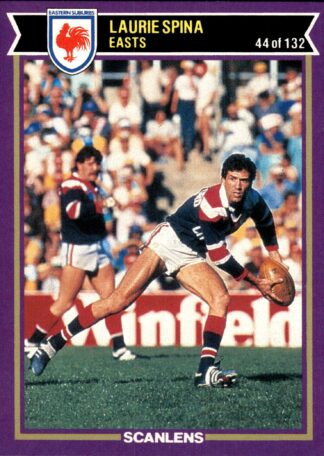 1987 Scanlens Common Card - Base 044 Laurie Spina Eastern Suburbs Roosters