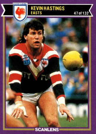 1987 Scanlens Common Card - Base 047 Kevin Hastings Eastern Suburbs Roosters