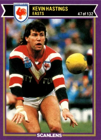 1987 Scanlens Common Card - Base 047 Kevin Hastings Eastern Suburbs Roosters