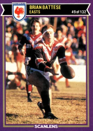 1987 Scanlens Common Card - Base 049 Brian Battese Eastern Suburbs Roosters