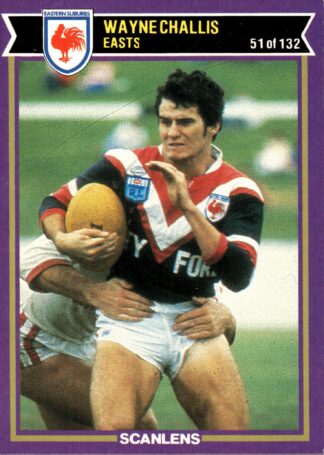 1987 Scanlens Common Card - Base 051 Wayne Challis Eastern Suburbs Roosters