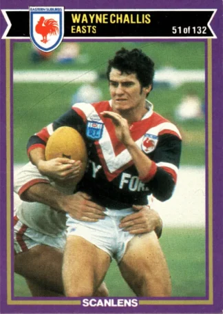 1987 Scanlens Common Card - Base 051 Wayne Challis Eastern Suburbs Roosters