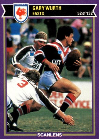 1987 Scanlens Common Card - Base 052 Gary Wurth Eastern Suburbs Roosters