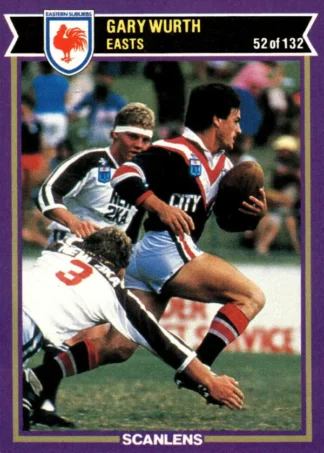 1987 Scanlens Common Card - Base 052 Gary Wurth Eastern Suburbs Roosters