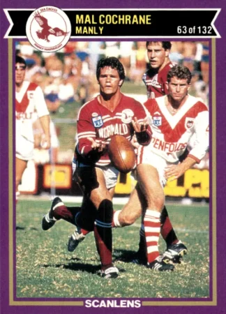1987 Scanlens Common Card - Base 063 Mal Cochrane Manly Sea Eagles