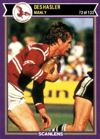 1987 Scanlens Common Card - Base 072 Des Hasler Manly Sea Eagles