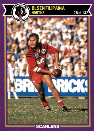 1987 Scanlens Common Card - Base 075 Olsen Filipaina North Sydney Bears