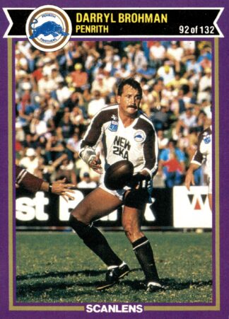 1987 Scanlens Common Card - Base 092 Darryl Brohman Penrith Panthers
