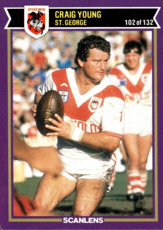 1987 Scanlens Common Card - Base 102 Craig Young St George Dragons
