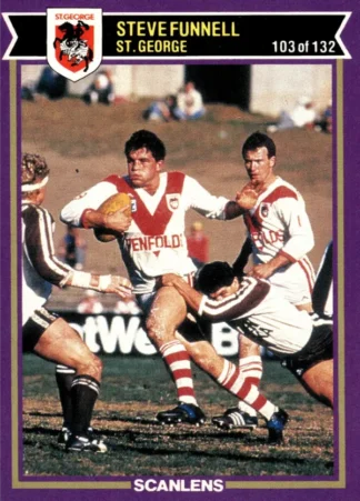 1987 Scanlens Common Card - Base 103 Steve Funnell St George Dragons