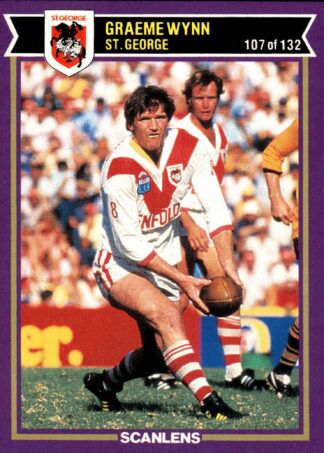 1987 Scanlens Common Card - Base 107 Graeme Wynn St George Dragons