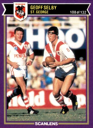 1987 Scanlens Common Card - Base 108 Geoff Selby St George Dragons