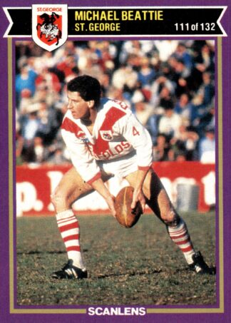 1987 Scanlens Common Card - Base 111 Michael Beattie St George Dragons