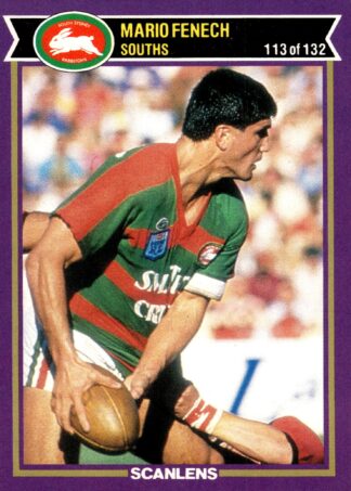 1987 Scanlens Common Card - Base 113 Mario Fenech South Sydney Rabbitohs