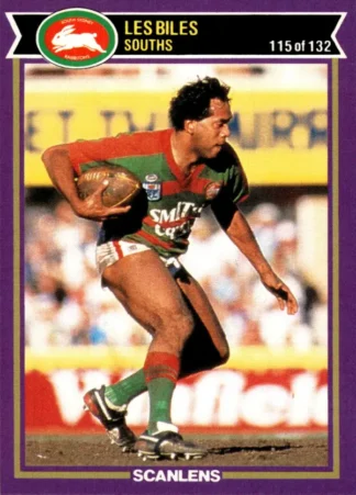 1987 Scanlens Common Card - Base 115 Les Biles South Sydney Rabbitohs