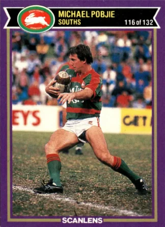 1987 Scanlens Common Card - Base 116 Michael Pobjie South Sydney Rabbitohs