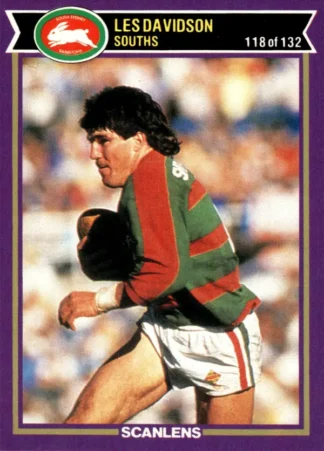 1987 Scanlens Common Card - Base 118 Les Davidson South Sydney Rabbitohs