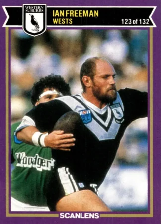 1987 Scanlens Common Card - Base 123 Ian Freeman Western Suburbs Magpies