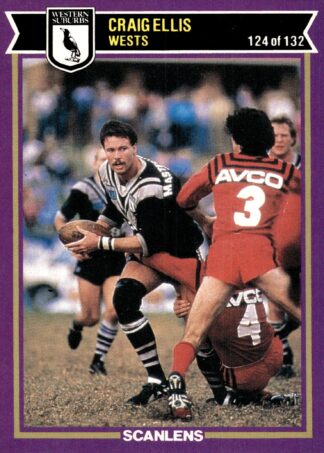1987 Scanlens Common Card - Base 124 Craig Ellis Western Suburbs Magpies