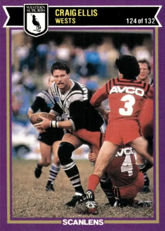 1987 Scanlens Common Card - Base 124 Craig Ellis Western Suburbs Magpies