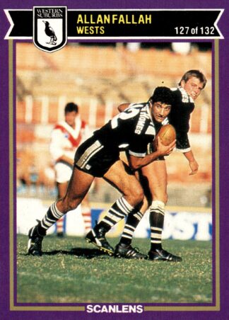 1987 Scanlens Common Card - Base 127 Allan Fallah Western Suburbs Magpies
