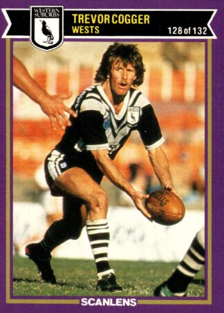 1987 Scanlens Common Card - Base 128 Trevor Cogger Western Suburbs Magpies