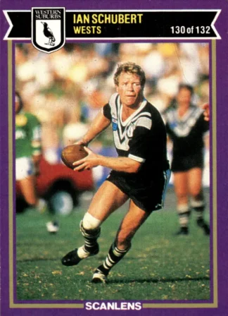 1987 Scanlens Common Card - Base 130 Ian Schubert Western Suburbs Magpies