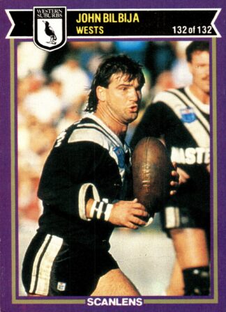 1987 Scanlens Common Card - Base 132 John Bilbija Western Suburbs Magpies