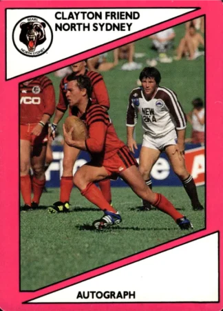 1988 Scanlens Common Card - Base 086 Clayton Friend North Sydney Bears