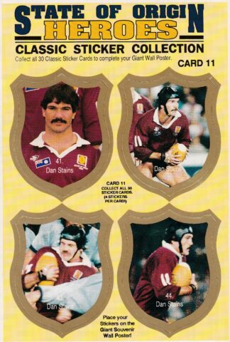 1991 QLD State Of Origin Heroes - Sticker Card 11 Dan Stains