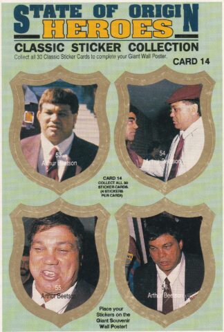 1991 QLD State Of Origin Heroes - Sticker Card 14 Arthur Beetson