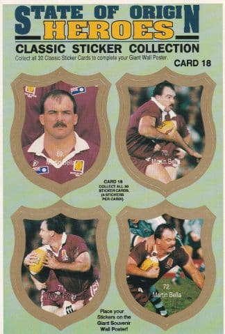 1991 QLD State Of Origin Heroes - Sticker Card 18 Martin Bella