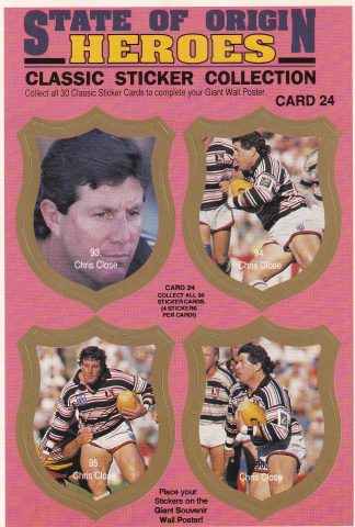 1991 QLD State Of Origin Heroes - Sticker Card 24 Chris Close