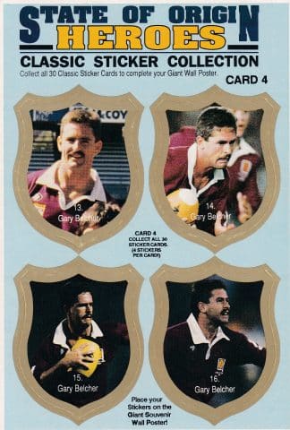 1991 QLD State Of Origin Heroes - Sticker Card 04 Gary Belcher